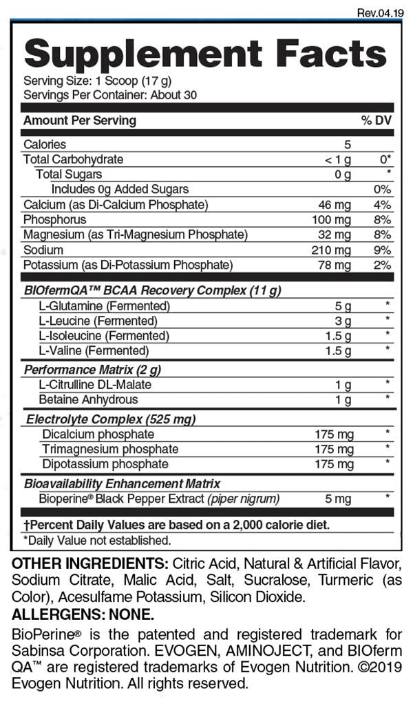 AMINOJECT 30 porciones, información del producto.