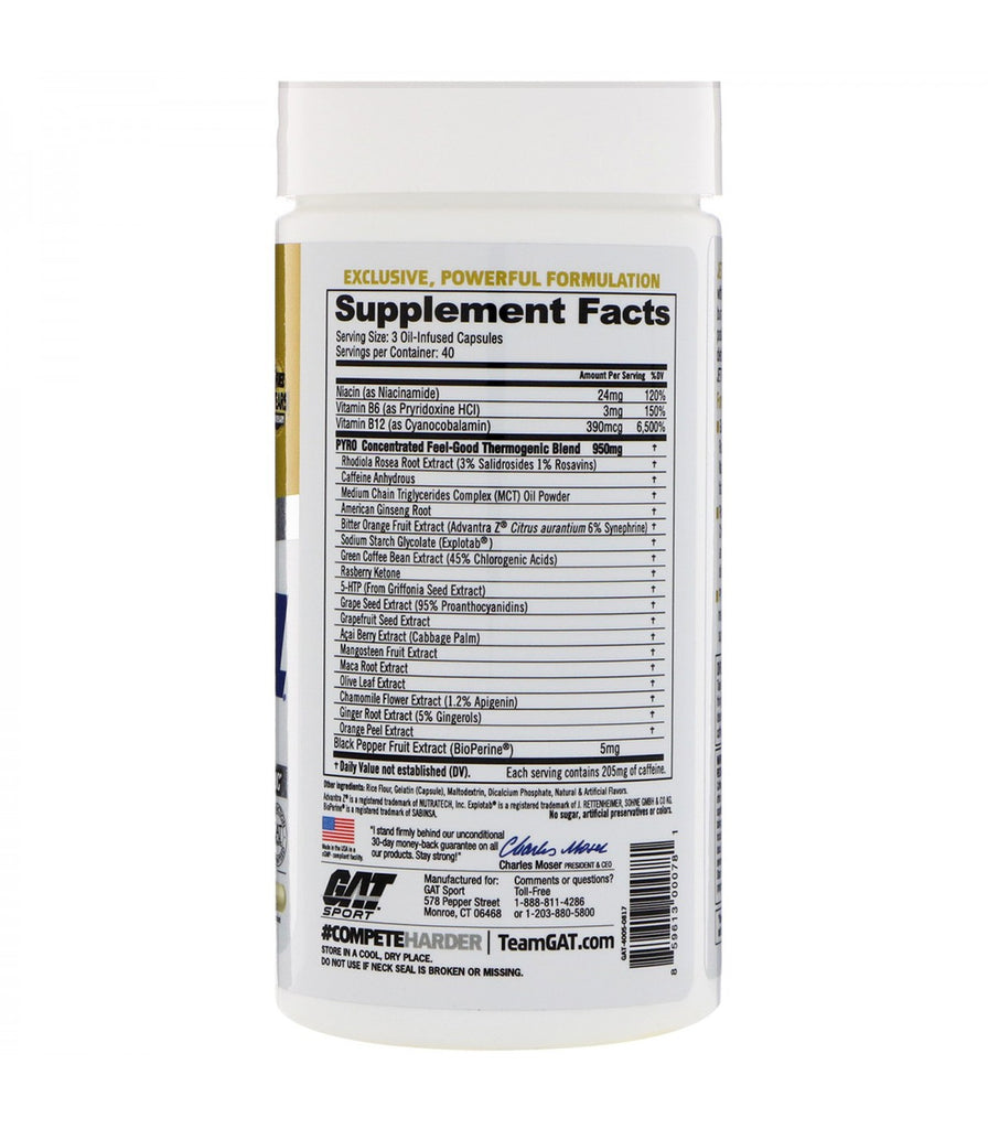 GAT JET FUEL PYRO 120 CAPSULAS CaptainNutrition